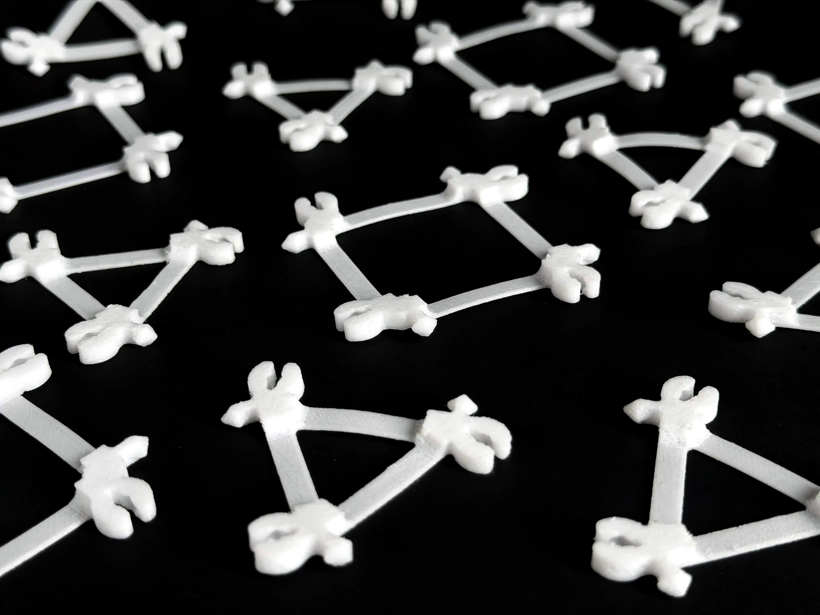 A wide spread of Compliagon modules arranged to reveal the system's geometric range.